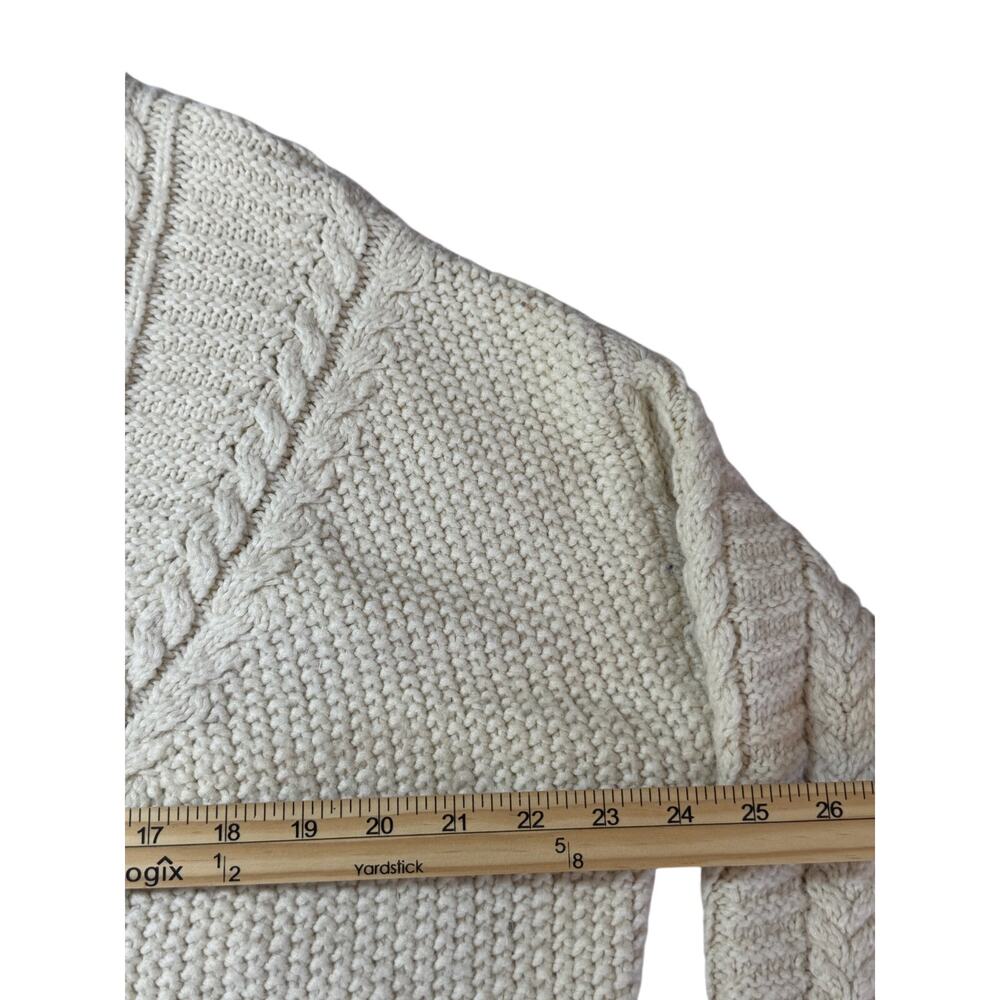 Sundance Cream Fisherman Cable Knit Chunky Cardigan Sweater M Old Money Heritage - Picture 8 of 10